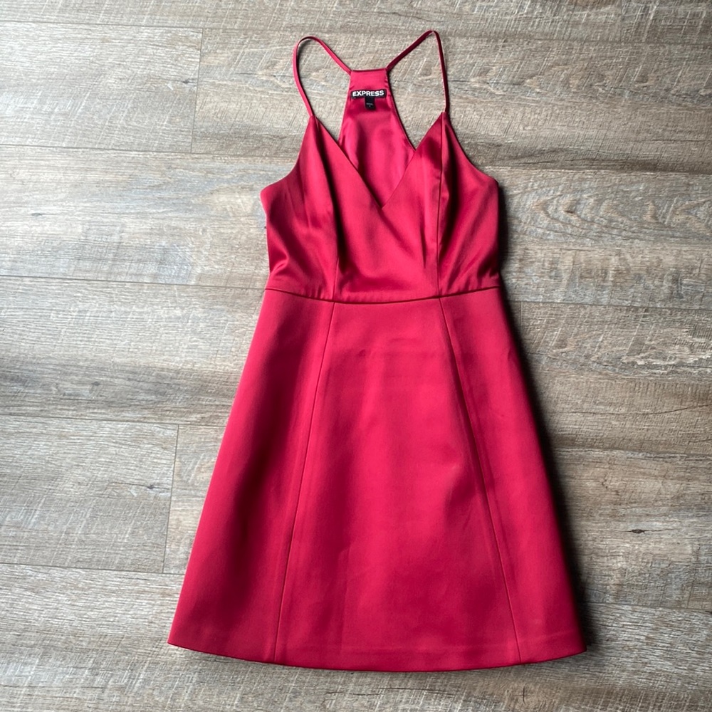NWOT Express Red Satin Cocktail Dress